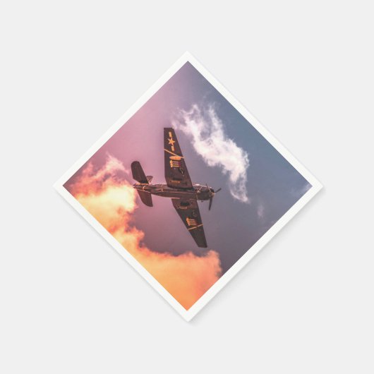 Vintages Flugzeug Schöner Himmel Serviette (Ecke)