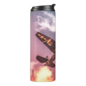 Vintages Flugzeug Schöner Himmel Thermosbecher (Nach links gedreht)