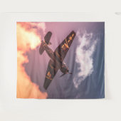 Vintages Flugzeug Schöner Himmel Wandteppich (Vorderseite (Horizontal))