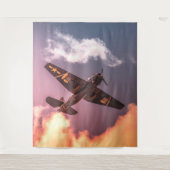 Vintages Flugzeug Schöner Himmel Wandteppich (Vorderseite)