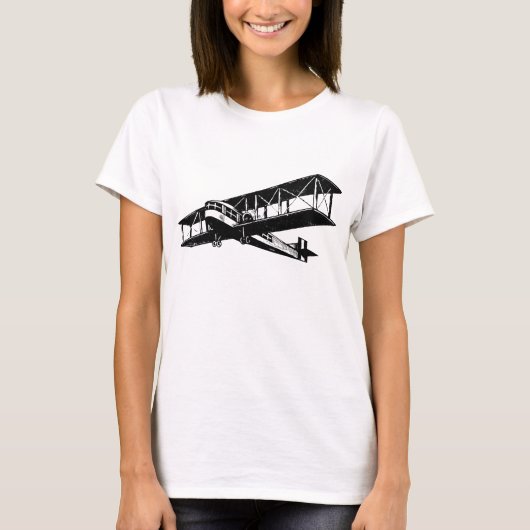 Vintages Flugzeug - Schwarz T-Shirt (Vorderseite)