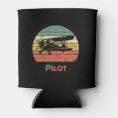 Vintages Flugzeug & Sonnenuntergang Retro Cool ein Dosenkühler (Vorderseite)