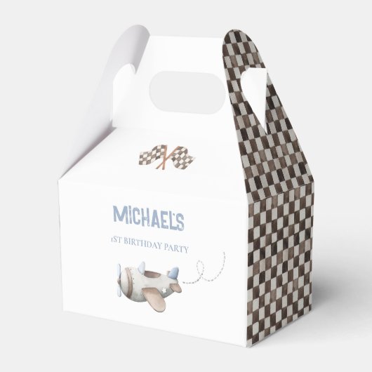 Vintages Flugzeug Top One Birthday Gefälligkeitsbo Geschenkschachtel (Vorderseite)