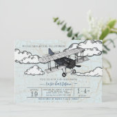Vintages Flugzeug | Travel Baby Dusche Einladung (Stehend Vorderseite)