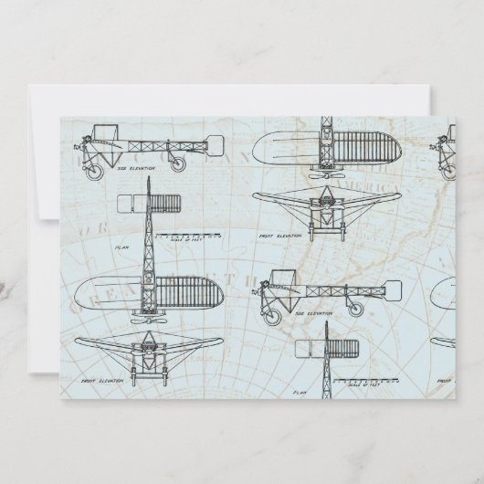 Vintages Flugzeug | Travel Baby Dusche Einladung (Rückseite)