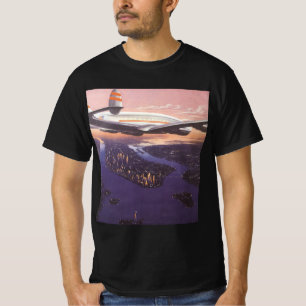 Vintages Flugzeug über dem Hudson River, New York T-Shirt