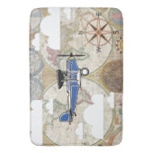 Vintages Flugzeug und Weltkarte Badematte (Vorderseite Vertikal)