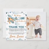 Vintages Flugzeug zum ersten Geburtstag Dankeschön Dankeskarte (Vorderseite)