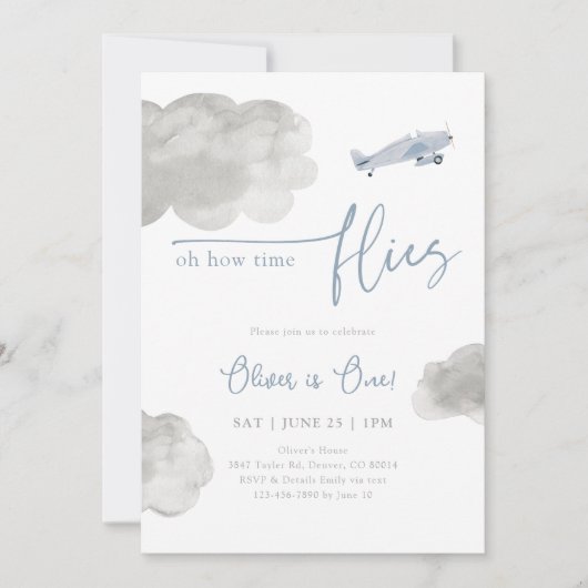 Vintages Flugzeug zum Geburtstag Einladung (Vorderseite)