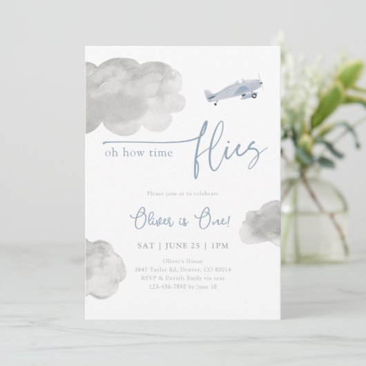 Vintages Flugzeug zum Geburtstag Einladung (Stehend Vorderseite)