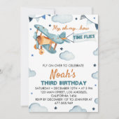 Vintages Flugzeug zum Geburtstag Einladung Fliegen (Vorderseite)
