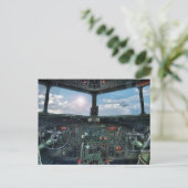 Vintages Flugzeugcockpit Postkarte (Stehend Vorderseite)