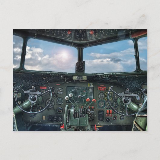 Vintages Flugzeugcockpit Postkarte (Vorderseite)