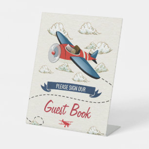 Vintages Flugzeuggastbuch Sockelschild