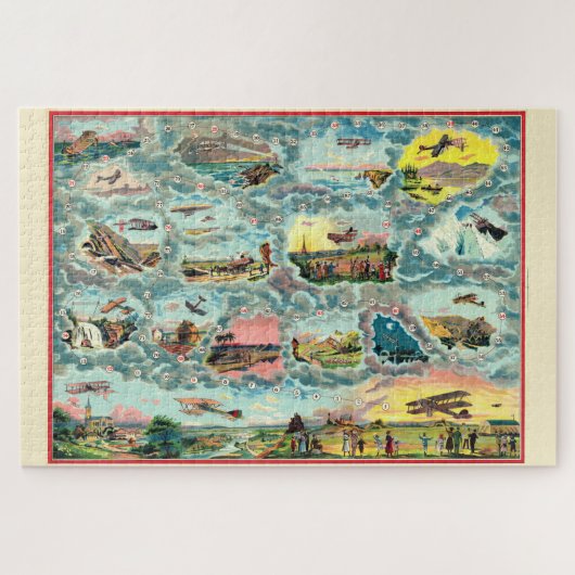 Vintages Flugzeugtrip - Französisches Brettspiel Puzzle (Horizontal)