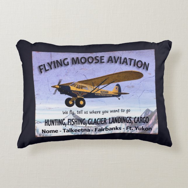 Vintages Flying Moose Aviation-Zeichen Dekokissen (Vorderseite)