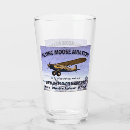 Vintages Flying Moose Aviation-Zeichen Glas (Rückseite)