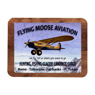 Vintages Flying Moose Aviation-Zeichen Magnet