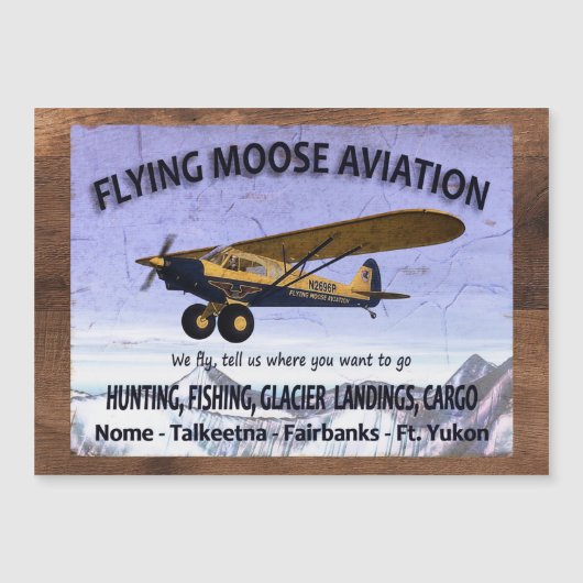 Vintages Flying Moose Aviation-Zeichen Magnetkarte (Vorderseite)