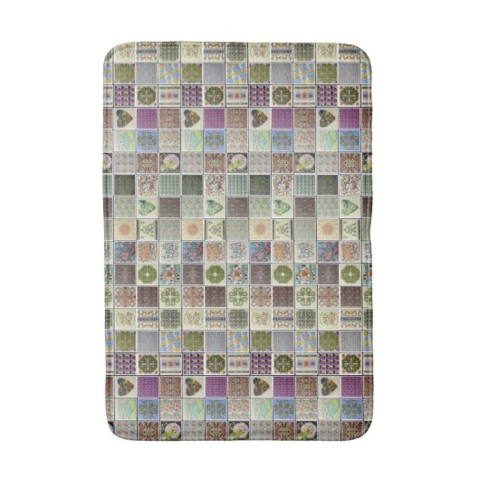 Vintages Folk Art Pattern Tiles Badematte (Vorderseite Vertikal)