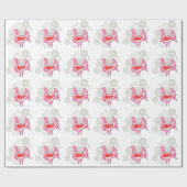 Vintages Folk Rosa Hennenfarm Rustikales Hühnchen Geschenkpapier (Flach)
