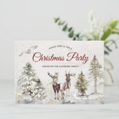 Vintages Forest Deer Rustikales Weihnachtsfest Par Einladung (Stehend Vorderseite)