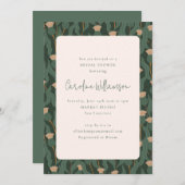 Vintages Forest Green Blush Blumengebirge Brautpar Einladung (Vorne/Hinten)