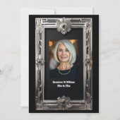 Vintages Foto Abschied von Silberschwarz Einladung (Vorderseite)