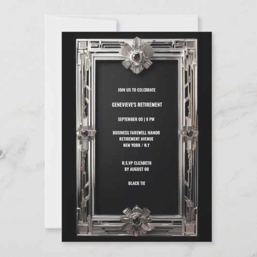 Vintages Foto Abschied von Silberschwarz Einladung (Rückseite)