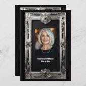 Vintages Foto Abschied von Silberschwarz Einladung (Vorne/Hinten)