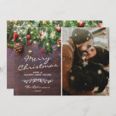 Vintages Foto aus Holz Feiertagskarte (Vorne/Hinten)