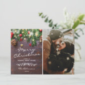 Vintages Foto aus Holz Feiertagskarte (Stehend Vorderseite)