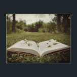 Vintages Foto | Buch und Wildblumen Naturlandschaf Postkarte<br><div class="desc">Diese stilvolle Postkarte zeigt ein Vintages Foto eines Buches und einer Wildblumen,  das im Gras liegt...  mit Bäumen und anderem Blattwerk im Hintergrund. Ideal für Buchliebhaber,  Naturliebhaber oder Vintag / Hütte-Liebhaber.</div>