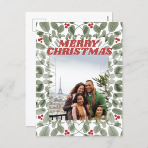 Vintages Foto Frohe Weihnachtsgrün Postkarte