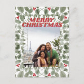 Vintages Foto Frohe Weihnachtsgrün Postkarte (Vorderseite)