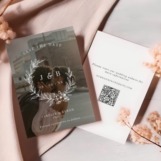 Vintages Foto für Blumenkranz Save The Date