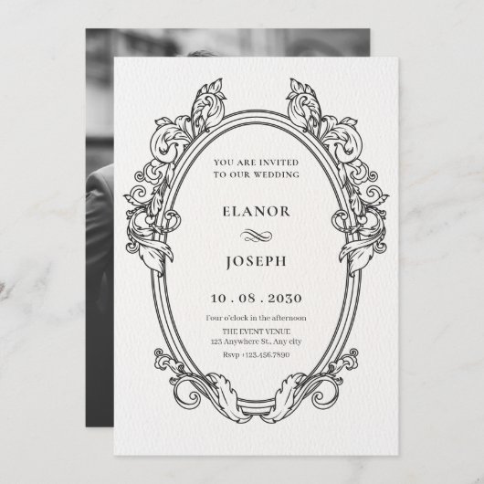 Vintages Foto für Hochzeitsfeiern Einladung (Vorne/Hinten)