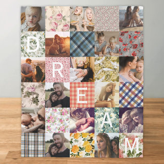 Vintages Foto für Patchwork-Effekt Quilt-Muster Fleecedecke