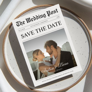 Vintages Foto für Zeitungen Save the Date Einladung