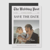 Vintages Foto für Zeitungen Save the Date Magneteinladung (Vorne/Hinten)