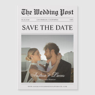 Vintages Foto für Zeitungen Save the Date Magneteinladung