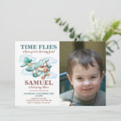 Vintages Foto Geburtstagsparty Fliegen Einladung (Stehend Vorderseite)