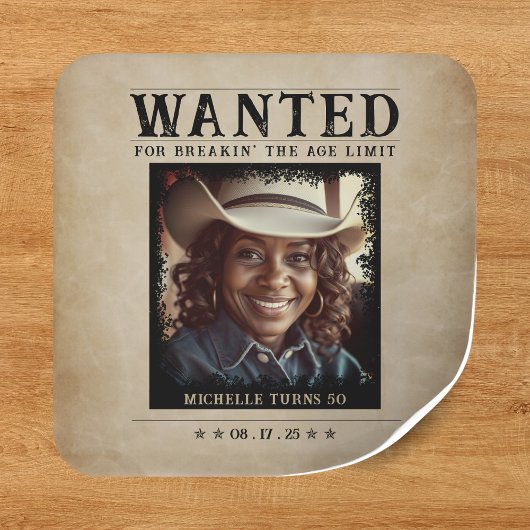 Vintages Foto Gewollt Poster Geburtstag Quadratischer Aufkleber