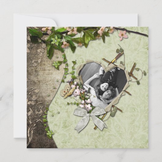 Vintages Foto Herzklopfen Save the Date (Vorderseite)