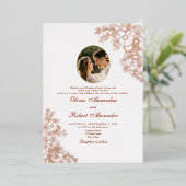 Vintages Foto Hochzeitsgolden Einladung (Stehend vorne)