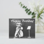 Vintages Foto Hund Violine Geburtstag Postkarte (Stehend Vorderseite)