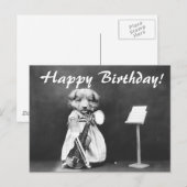 Vintages Foto Hund Violine Geburtstag Postkarte (Vorne/Hinten)