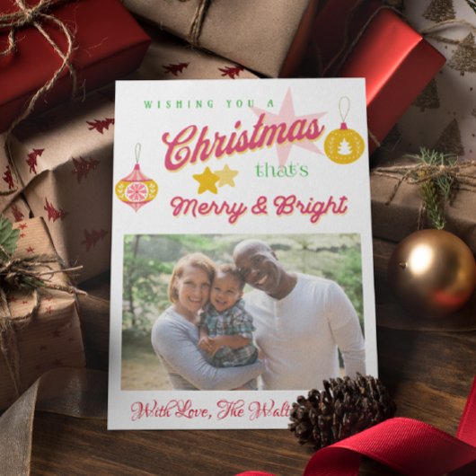 Vintages Foto in Rot, Grün und Gold Postkarte