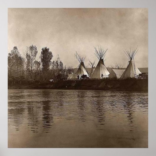 Vintages Foto Indian Village Teepee Poster (Vorne)