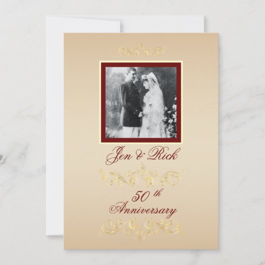 Vintages Foto Jahrestag der Einladung (Vorderseite)